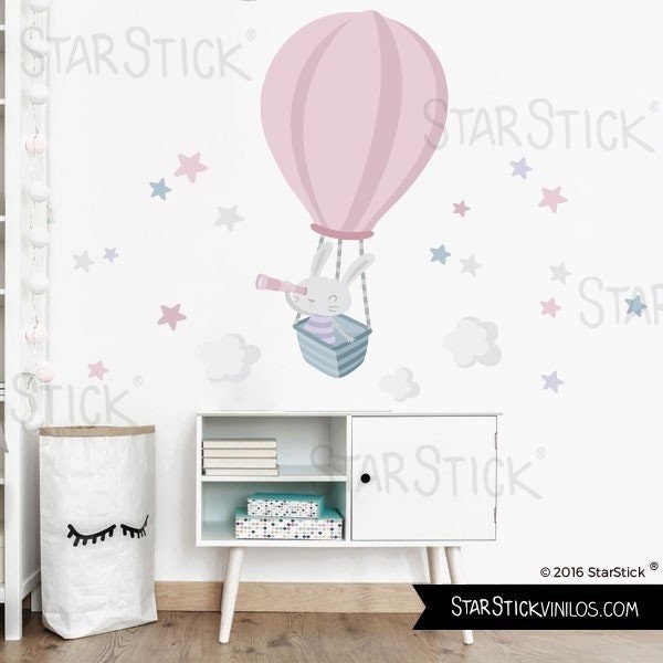 Stickers For Baby Balloon Explorer Bunny Pink Etsy