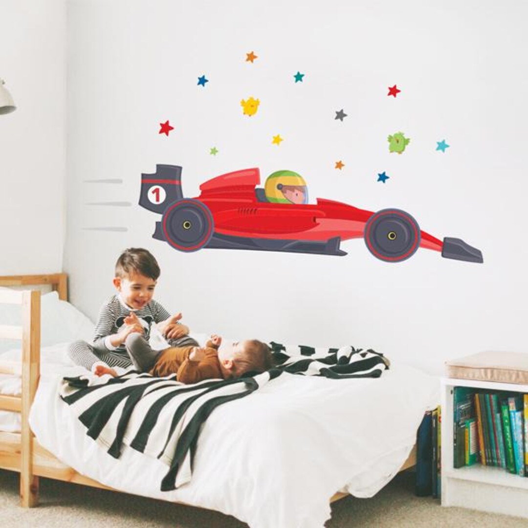 Personalized Race Car Wall Decal Set With Name | Formula 1 Wall ...