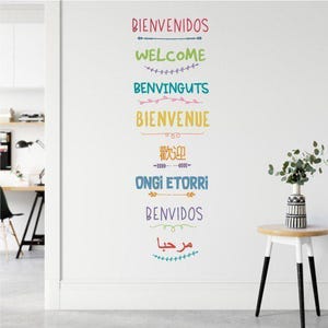 Mehrsprachiger Willkommens-Wandaufkleber - Moderne Eingangstür-Dekoration