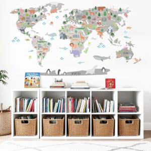 Weltkarte Aufkleber, Wandbild Kinderzimmer, Weltkarte Wandbild, Kinderzimmer Wandtattoo, Kinderzimmer Karte Aufkleber, Wandbild für Kinderzimmer