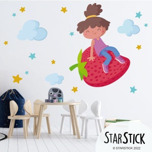 Girl with a strawberry - wall decals for schools and schools