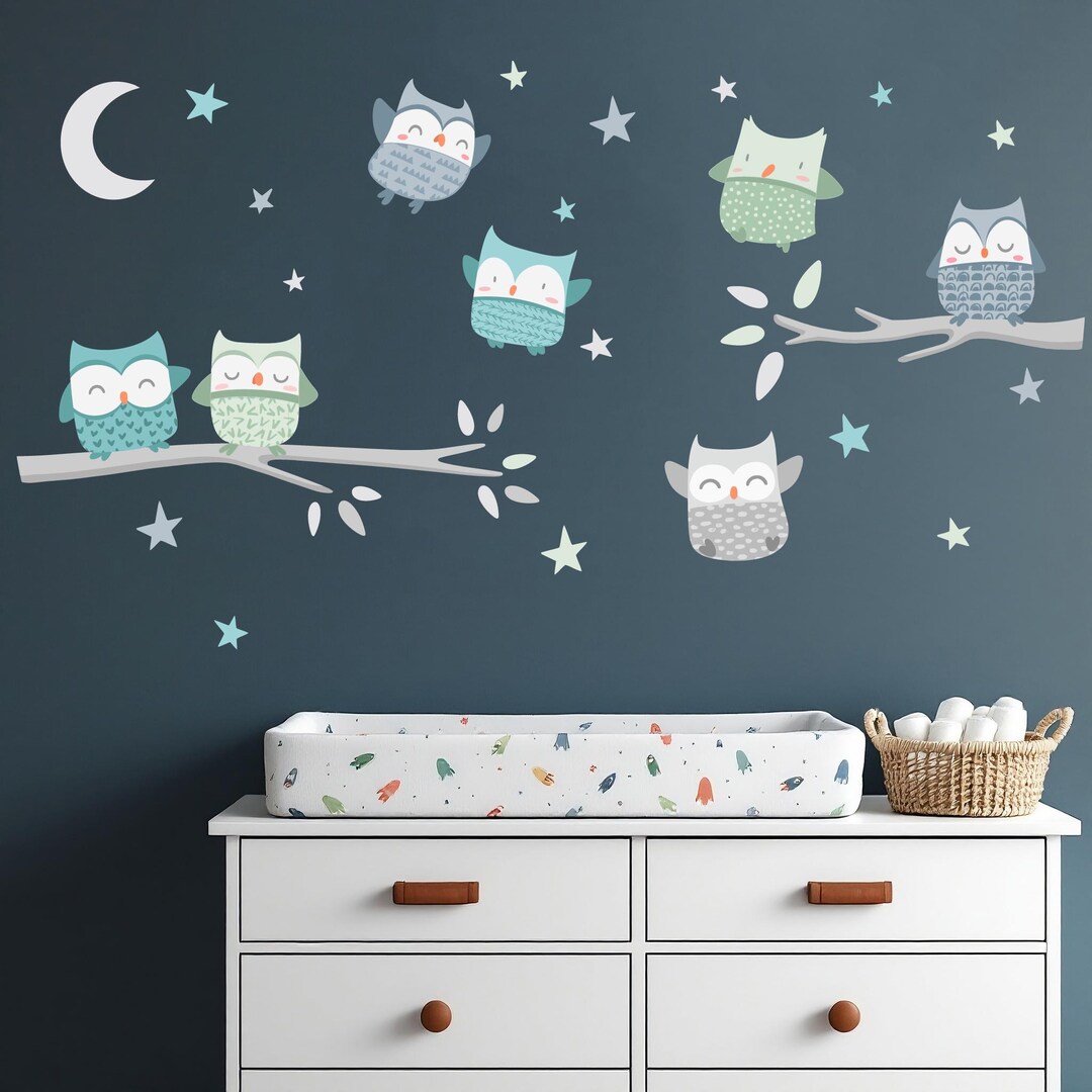Owls Baby Wall Decal | Cute Animal Wall Sticker Set for Nursery & Kids ...