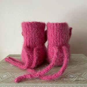 baby wool socks, 3-6 months bunny baby boots, warm alpaca silk wool infant socks, winter newborn footies. image 4