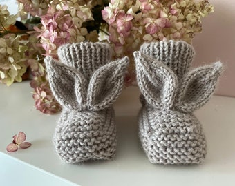 baby merino socks 0-3 months, handmade knitted lovely gray infant bunny boots,children warm socks boots, kid socks