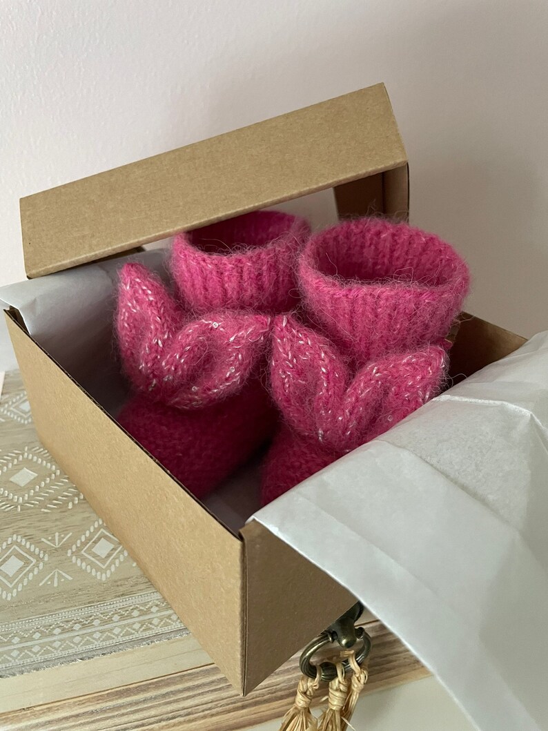 baby wool socks, 3-6 months bunny baby boots, warm alpaca silk wool infant socks, winter newborn footies. image 7