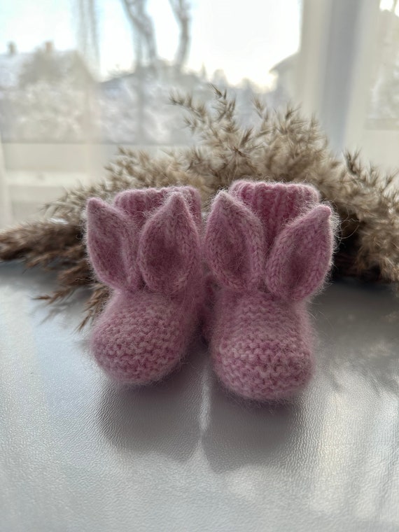 Calcetines de punto para bebé, botas de conejito para bebé