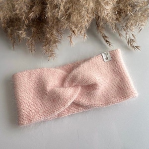 Angora headband for women girl, ear warmer, warm winter headband pink