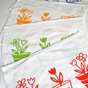 Screen printed Flower pots placemats set of 4 gift idea image 1