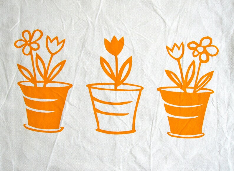 Screen printed Flower pots placemats set of 4 gift idea image 4