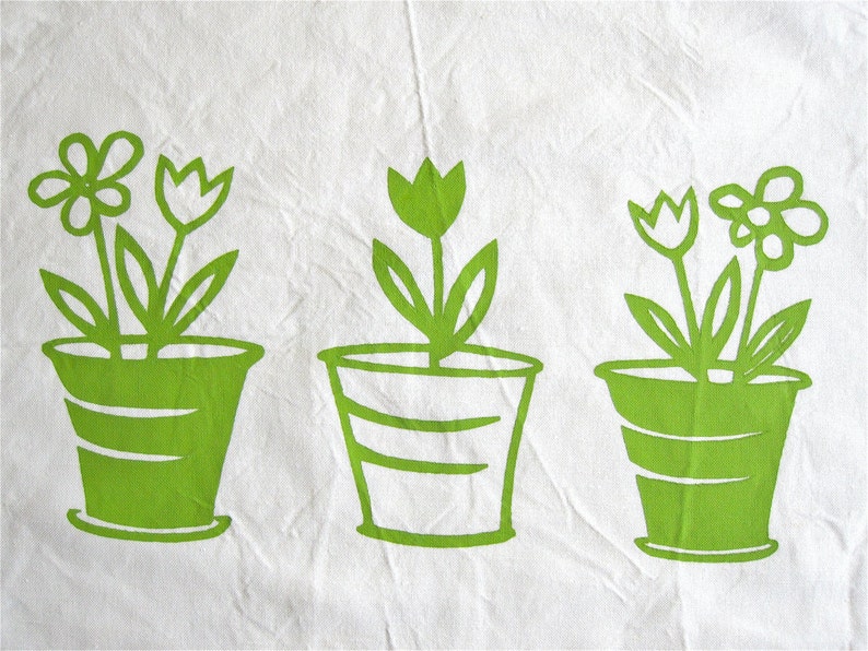 Screen printed Flower pots placemats set of 4 gift idea image 3