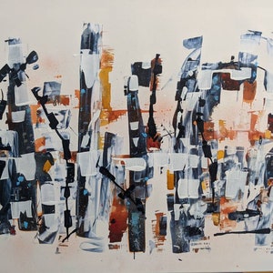 Abstracte kunst aan de muur. Handgeschilderd oversized, extra groot acryl op canvas. Moderne kunst van Christie Brunet. 30 x 40, woonkamer, eetkamer,