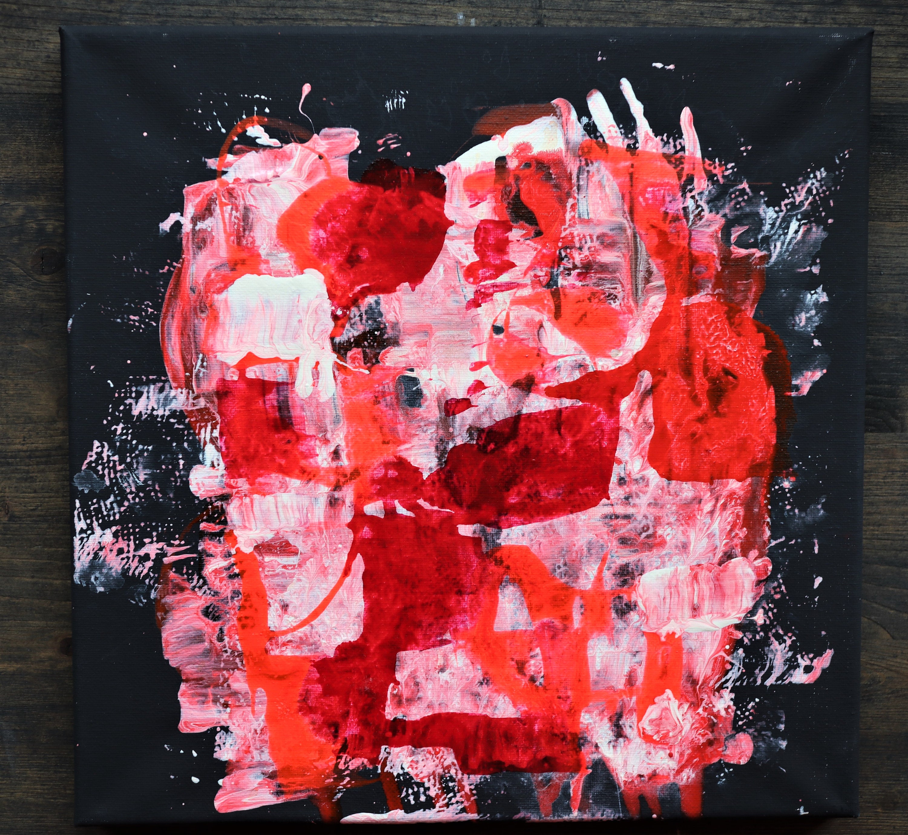 Black and Red Abstract Art. 12inx12in Acrylic Painting | Etsy