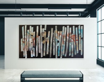 Original Extra Large Abstract Wall Art   36x 72 inches . Large Wall Art for Living Room, Dining Room,Office , Bedroom .