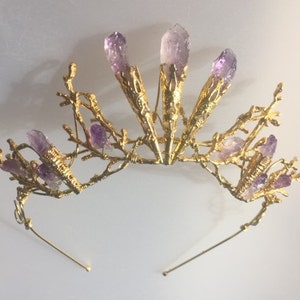 The ELVIRA Crown Witchy Woodland Gothic Amethyst Tiara Hairband Head-Dress. Alt Wedding, Bride, Prom, Handfasting, Ritual, Bridesmaid image 9