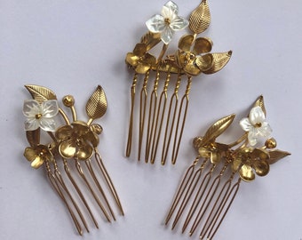 The ORLA COMB - Hand Made Floral Leaf Flower Hair Comb - flower girl, bridesmaids, set of three or individual.