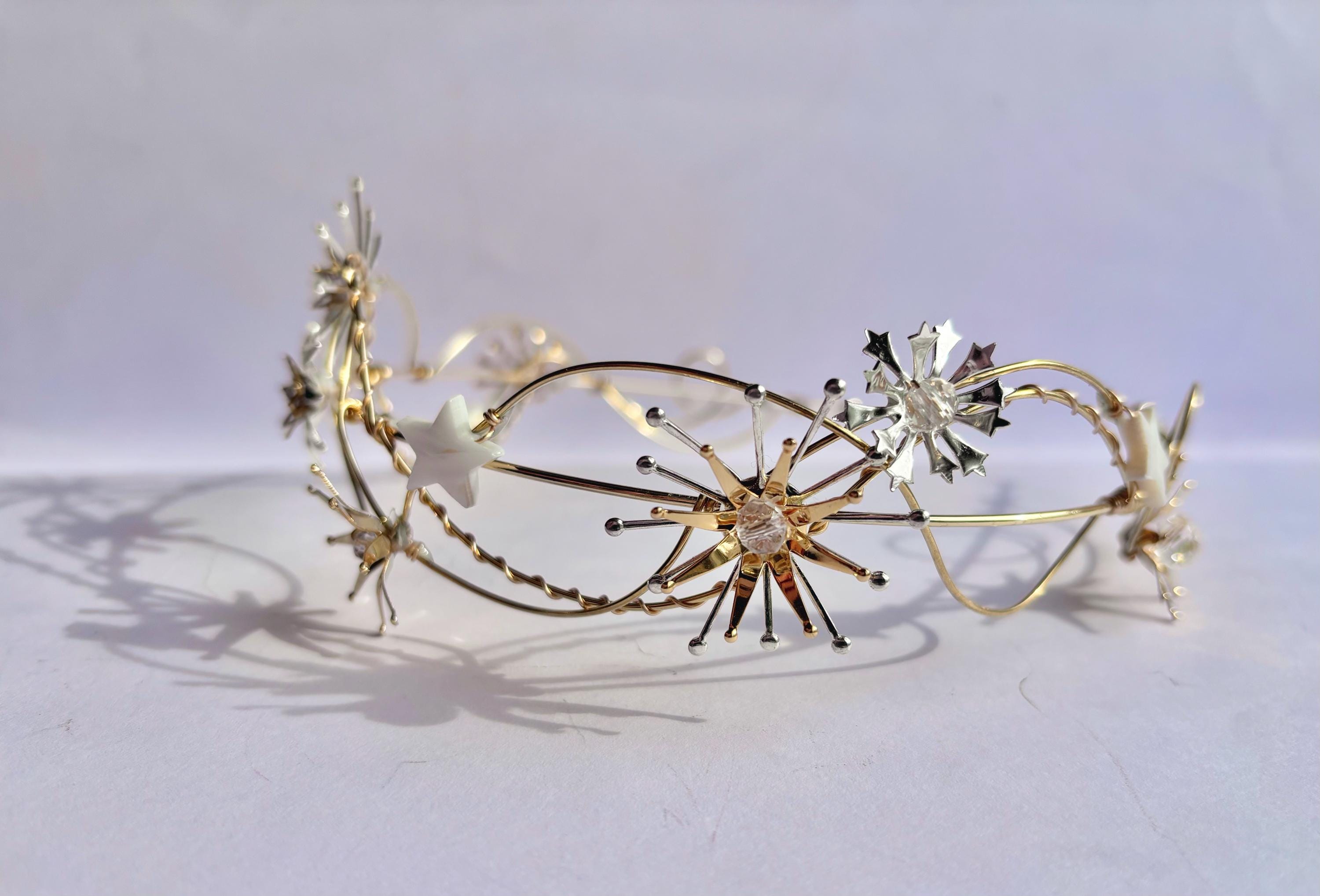 The SEREN - Celestial Goddess Crown Tiara Hair Vine Wreath Headpiece Star Stella Bridal Prom