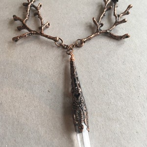 Single Branch Crystal Quartz Necklace Drop Woodland image 4