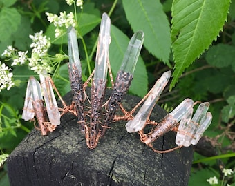 The BETONY Crown - Magical Natural Crystal Quartz & Copper Crown Tiara - Ethereal Alternative Wedding Bridal Headdress