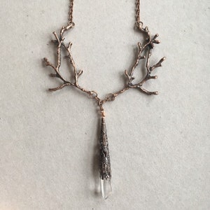 Single Branch Crystal Quartz Necklace Drop Woodland image 5