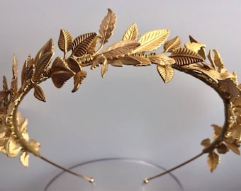 The MAISIE Head Band Organic Crown - Leaf Leaves Tiara Headband, Gold, Grecian, Elegant, Bohemian. Bride, Bridesmaid, Prom. Flower Crown.