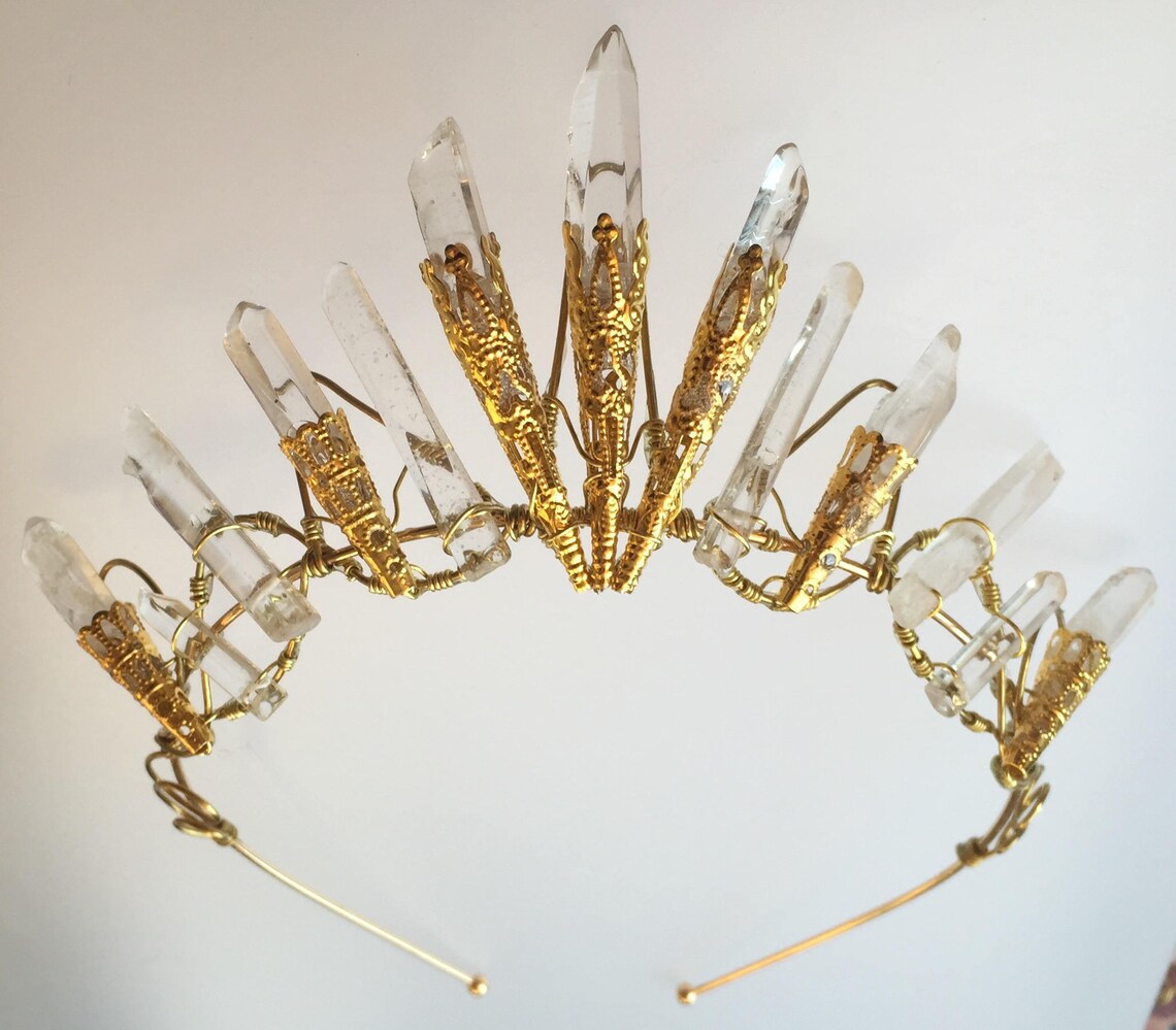 The AMBER Crown Magical Natural Rock Crystal Quartz Crown Etsy Nederland