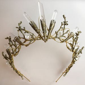 The PERSEPHONE Crown Clear Raw Crystal Quartz & Copper Branch Twig Antler Coral Crown Alternative Bride, Festival, Woodland, Fairy Witch image 6