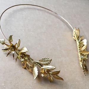 The FLORA Crown Leaf Leaves Flower Floral Tiara Headband, Gold, Grecian, Elegant, Bohemian. Bride, Bridesmaid, Prom. Flower Crown. image 4