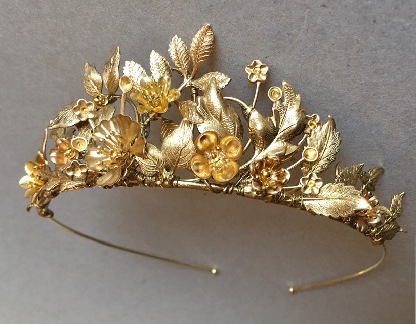 高評価アイテム The SOFIA Leaf Flower Crown Tiara Diadem - Gold Vintage その他