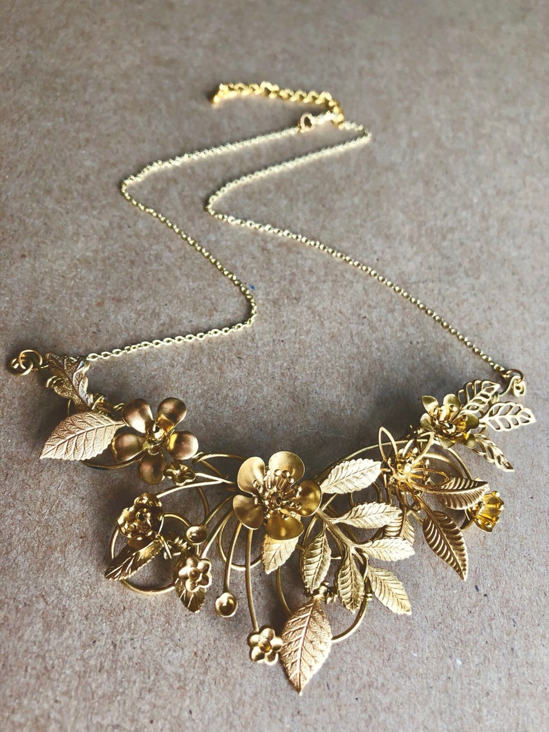 The FLORA Necklace Floral, organic, leaf, flower, vintage, natural necklace. image 8