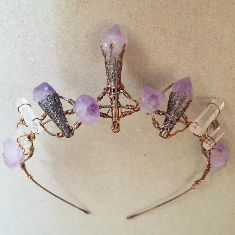 The ARIADNE Crown Amethyst Crystal Crown Magical Unique Etsy