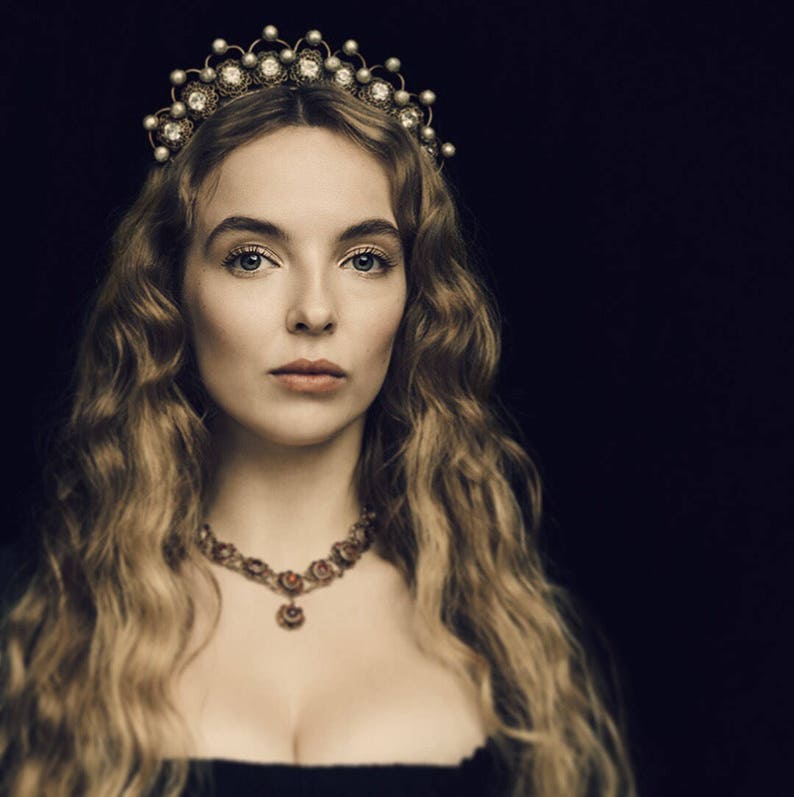 The AGATHA Crown, queen, tudor, renaissance, pearl, leaf, leaves, pearls, princess, tiara, prom, festival, game of thrones, gold, floral image 4