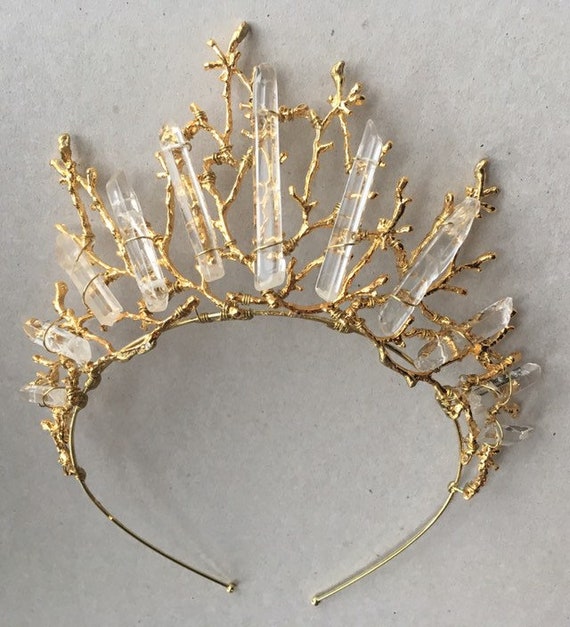 Handcrafted Crystal Point Statement Crown – Bohemian & Ethereal Ive-unusual Quartz Crystal Crown, Bridal Tiara, Statement  main image 2
