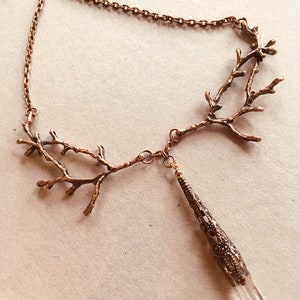 Single Branch Crystal Quartz Necklace Drop Woodland image 3