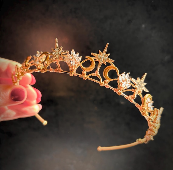 The JUNO Moon Star Celestial Crystal Bridal Crown - Etsy Israel display picture 2