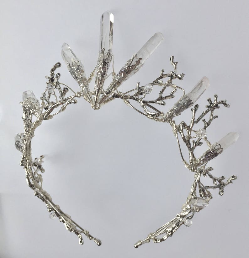 The PERSEPHONE Crown Clear Raw Crystal Quartz & Copper Branch Twig Antler Coral Crown Alternative Bride, Festival, Woodland, Fairy Witch image 4