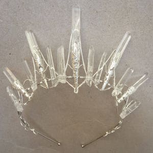 The STELLA Crown Crystal Quartz Crown Tiara Magical Ethereal Unique Bridal Headpiece, Hair Accessory image 2