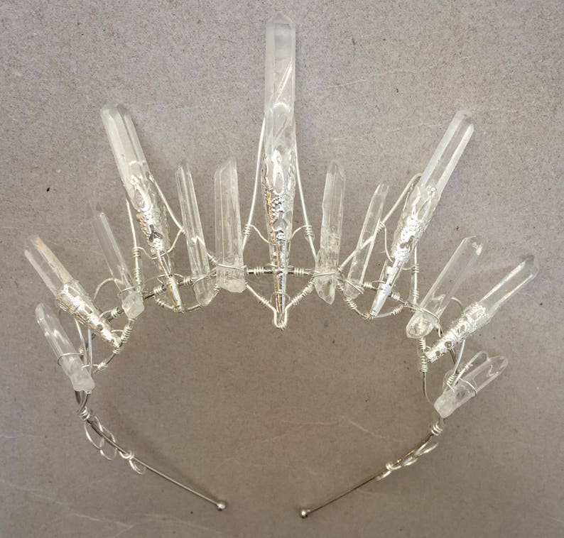 The STELLA Crown Crystal Quartz Crown Tiara Magical Ethereal Unique Bridal Headpiece, Hair Accessory image 2