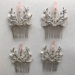 The INDIE Hair Comb Decorative Headpiece Woodland Witchy Quartz Crystal Raw Branch Leaf