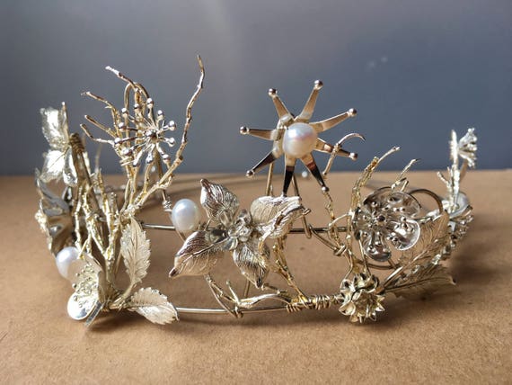 Winter Silver Branch Bridal Crown | Crystal & Pearl Wedding Tiara Tiara Swarovski Crystal and Pearl Tiara CORDELIA | EDEN LUXE  main image 3