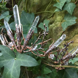 The PERSEPHONE Crown Clear Raw Crystal Quartz & Copper Branch Twig Antler Coral Crown Alternative Bride, Festival, Woodland, Fairy Witch image 10