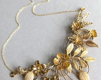 The FLORA Necklace! Floral, organic, leaf, flower, vintage, natural necklace.