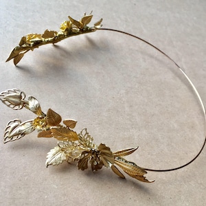 The FLORA Crown Leaf Leaves Flower Floral Tiara Headband, Gold, Grecian, Elegant, Bohemian. Bride, Bridesmaid, Prom. Flower Crown. image 5