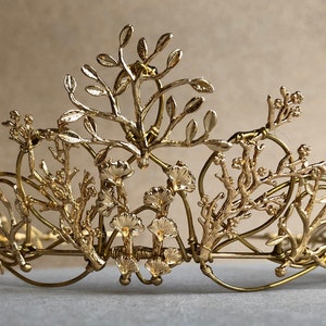 The VEDA Crown Rose Gold Organic Flower Leaf Tiara, Delicate Dainty Floral Leaves Prom Festival Bride Bridesmaid Pink image 5