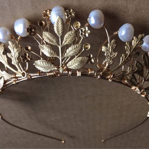 The AGATHA Crown, queen, tudor, renaissance, pearl, leaf, leaves, pearls, princess, tiara, prom, festival, game of thrones, gold, floral image 10