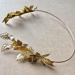 The FLORA Crown - Leaf Leaves Flower Floral Tiara Headband, Gold, Grecian, Elegant, Bohemian. Bride, Bridesmaid, Prom. Flower Crown.