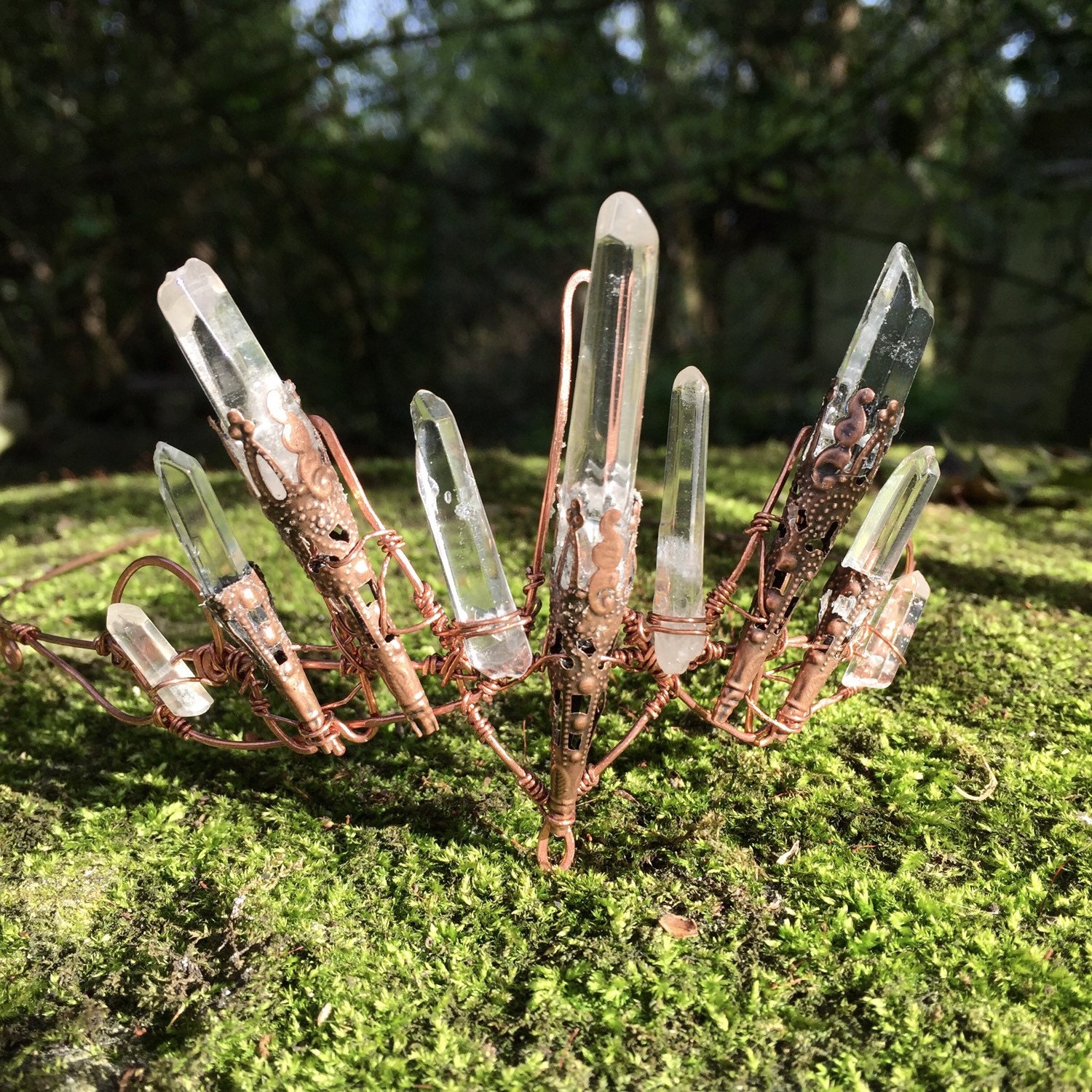 The OPHELIA Crown - Magical Natural Crystal Quartz & Copper  display picture 3