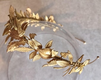 The MAISIE Handmade Gold Leaf Headband: Grecian Bridal Crown Hairband Hair Vine The MAISIE Handmade Gold Leaf Headband: Grecian Bridal Crown  main image 3