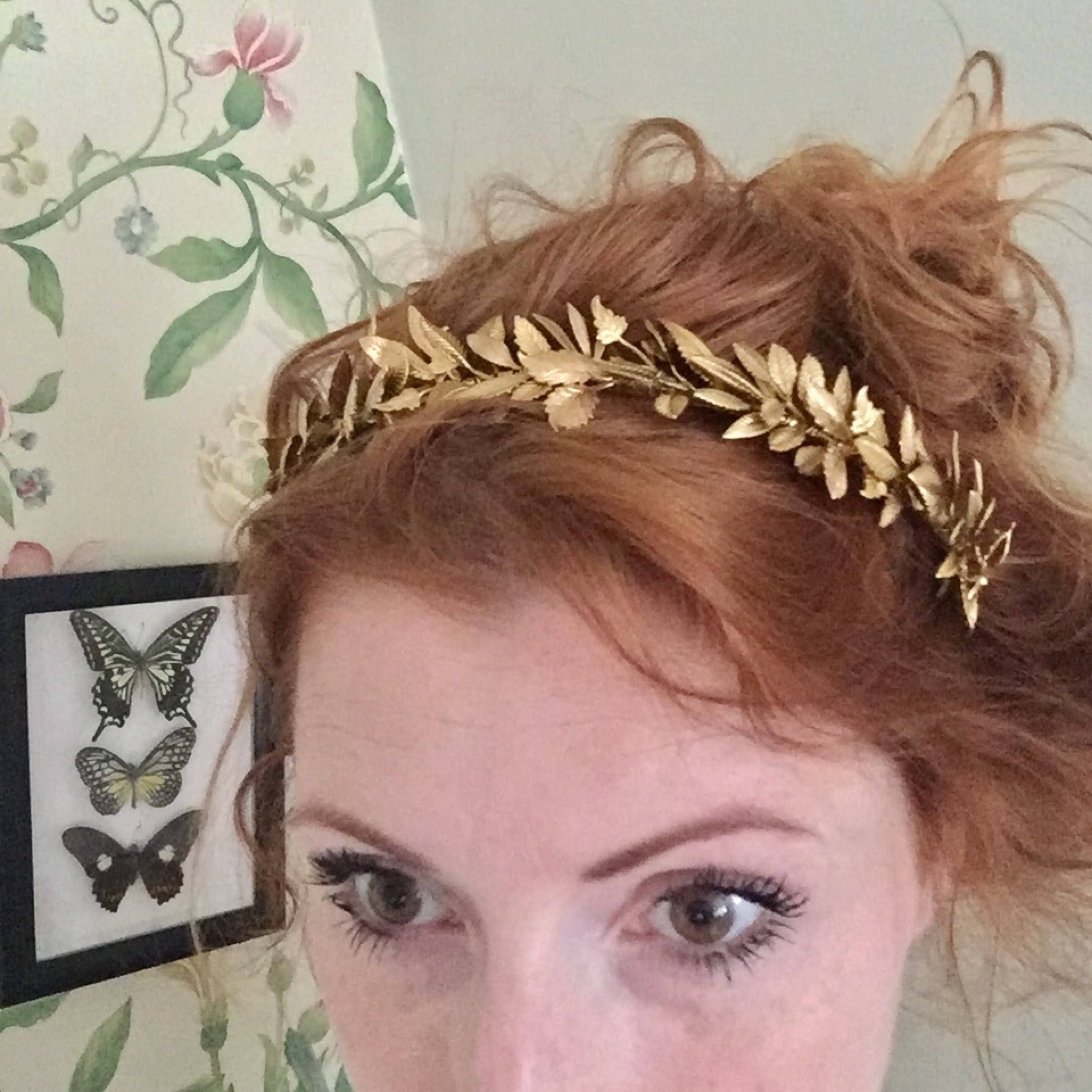 The MAISIE Handmade Gold Leaf Headband: Grecian Bridal Crown  display picture 2