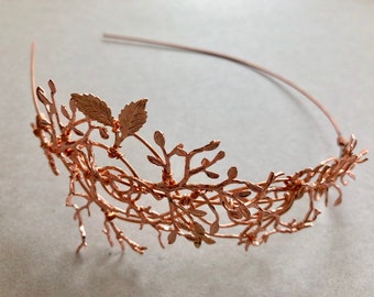 The VELMA Rose Gold Flower Leaf Hairpiece: Organic Bridal Headband