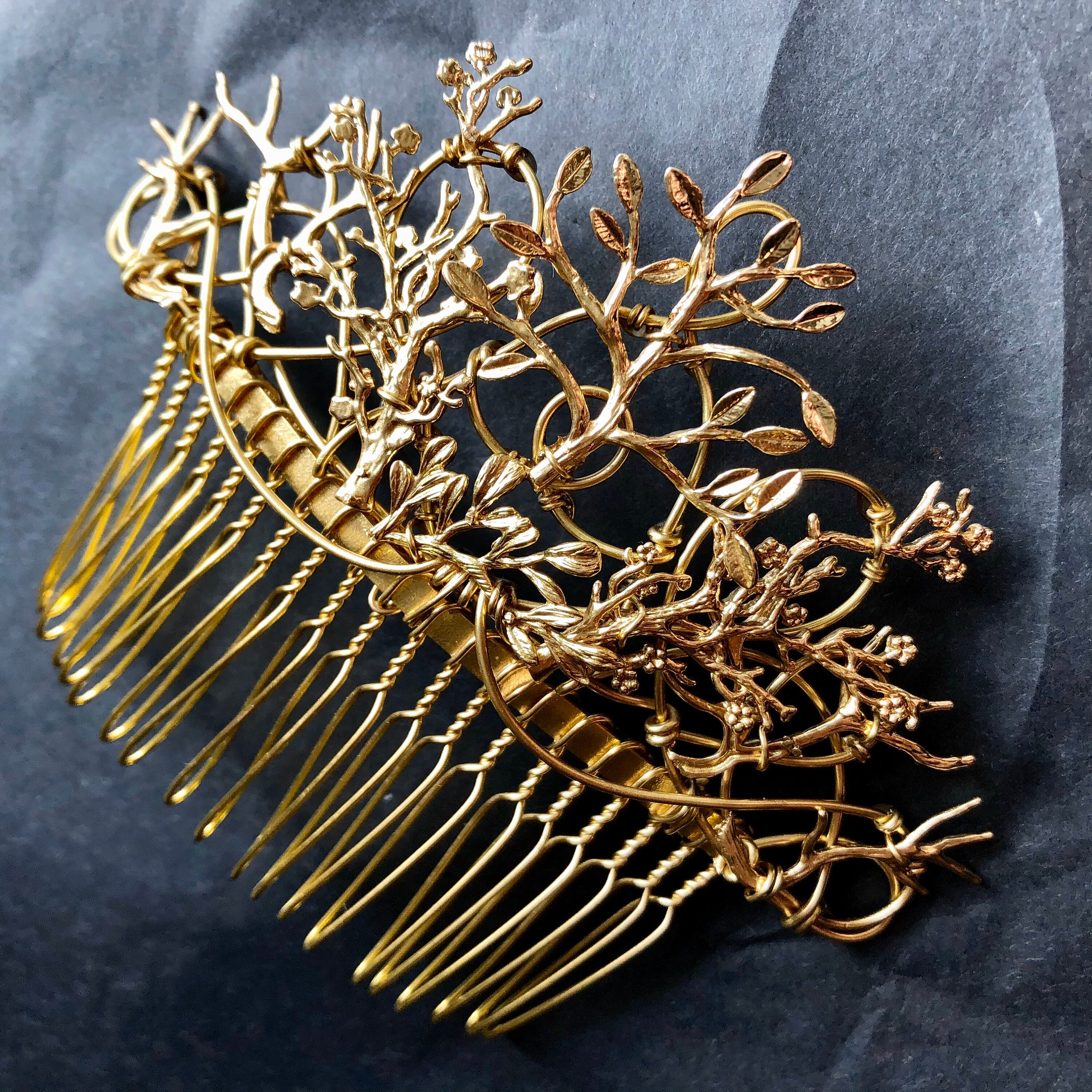 Leaf Rack Comb The VEDA COMB - Organic Floral Leaf Comb Bridesmaid Bridal Vintage Prom ...